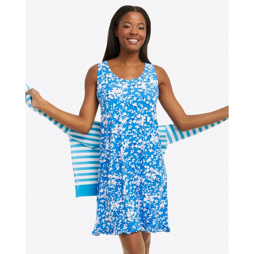 Draper James Ruffle Nightie in Blue Floral